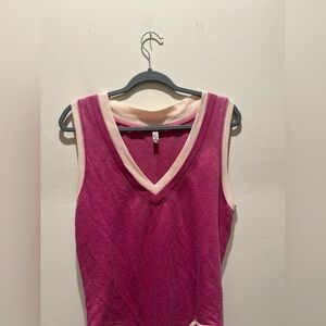 NWOT Free People Pink and Cream V-Neck Tank Top Bodysuit